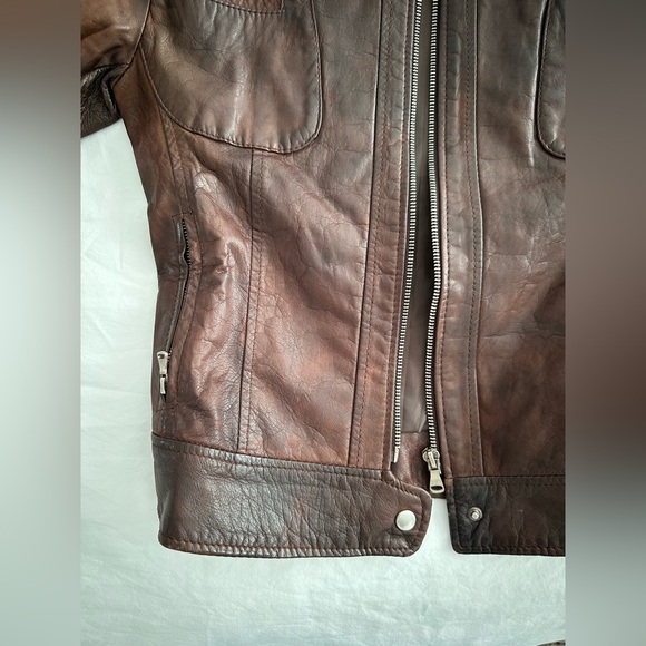 Brown Leather Moto jacket - Picture 13 of 14